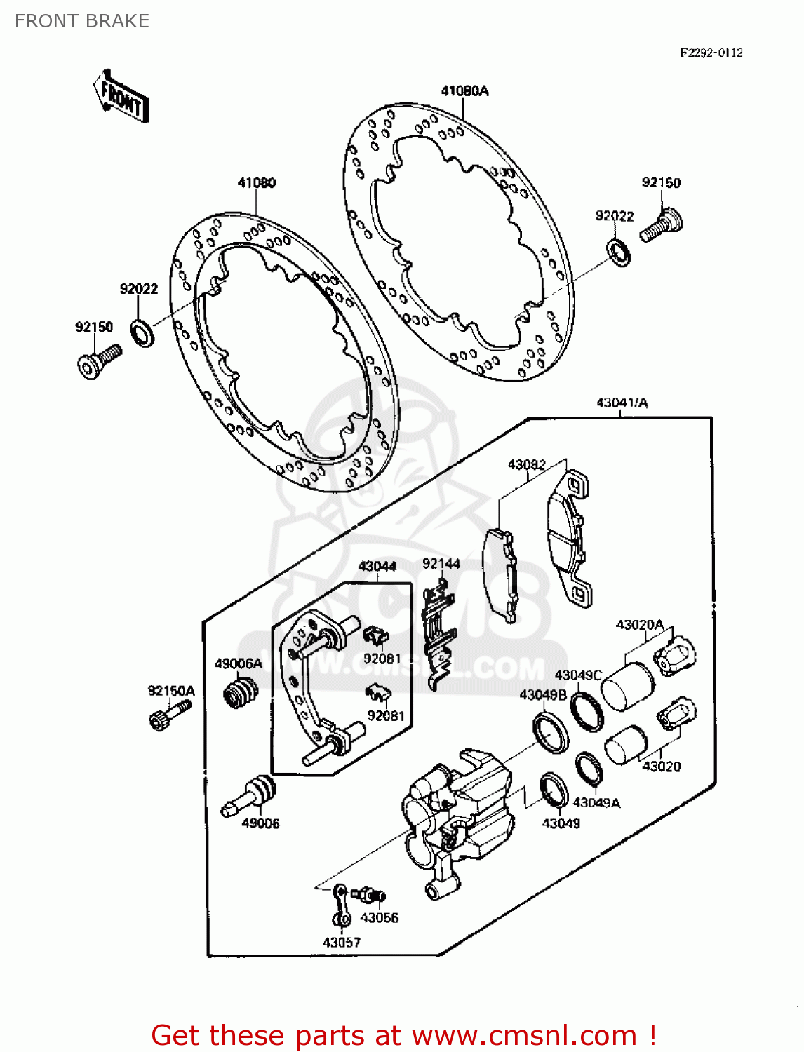FRONT BRAKE ZX1000B2 ZX10 1989 USA CALIFORNIA CANADA