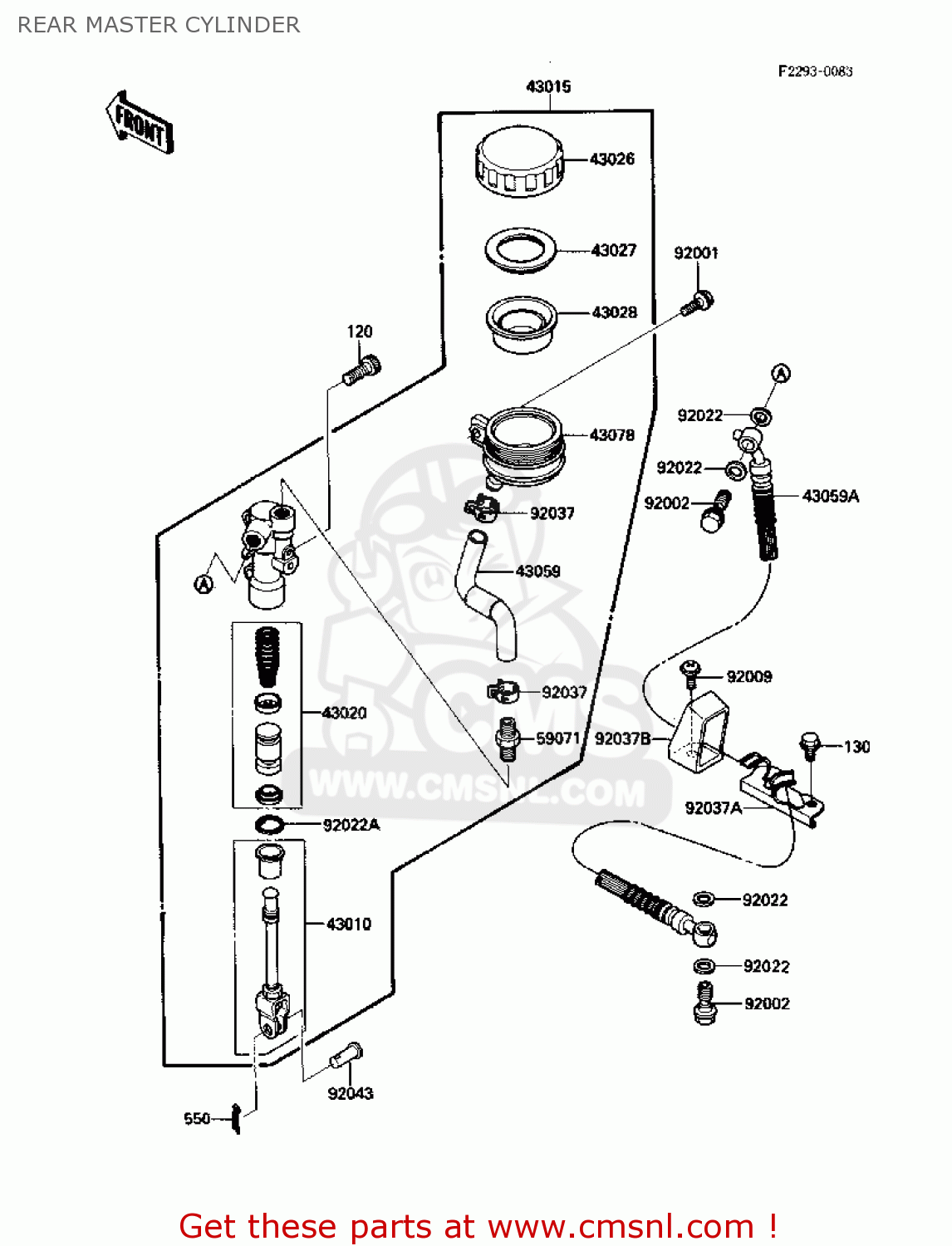 REAR MASTER CYLINDER ZX1000B2 ZX10 1989 USA CALIFORNIA CANADA