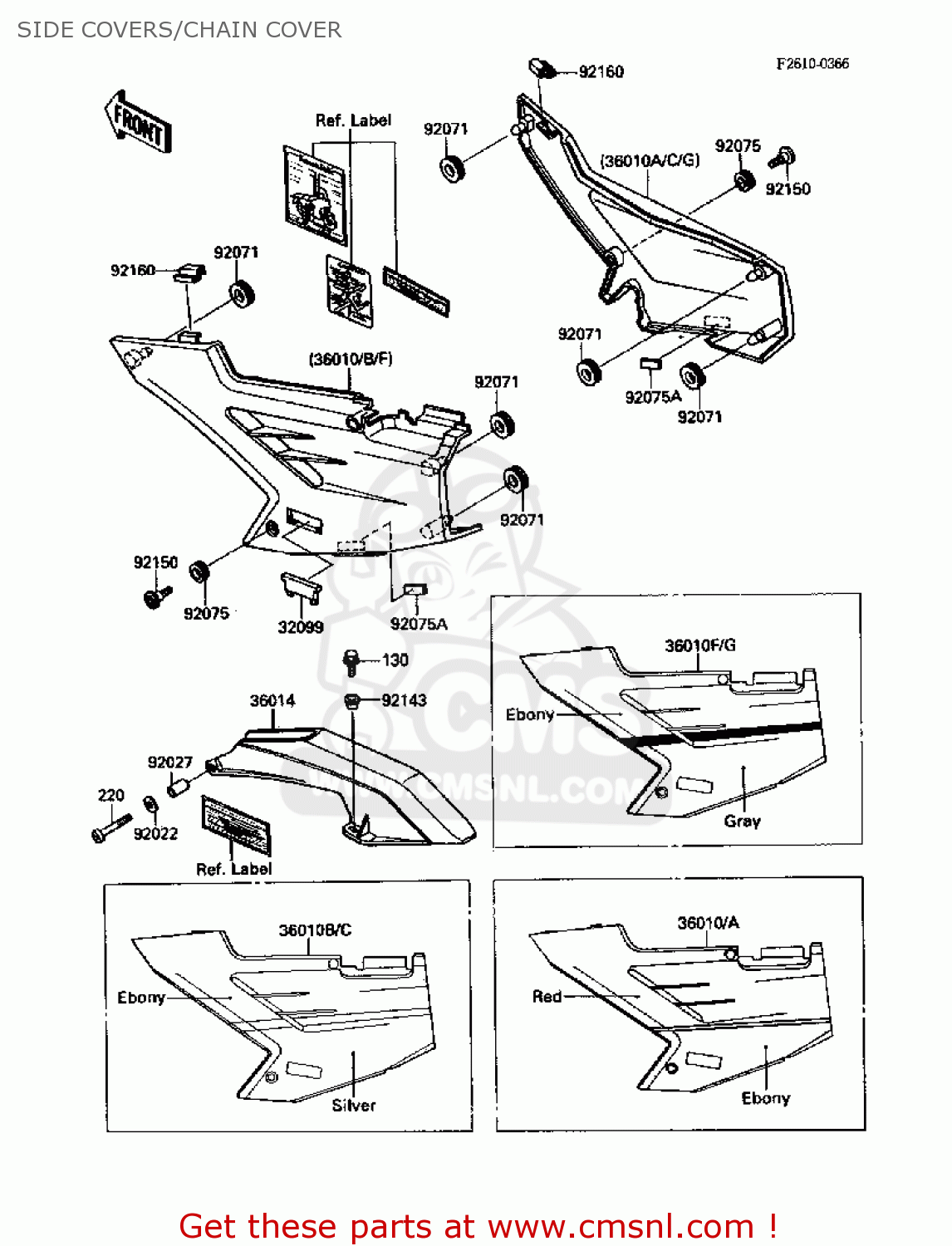 SIDE COVERS/CHAIN COVER ZX1000B2 ZX10 1989 USA CALIFORNIA CANADA
