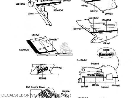 DECALS(EBONY/GRAY)(ZX1000-B2) - ZX1000B2 ZX10 1989 USA CALIFORNIA CANADA