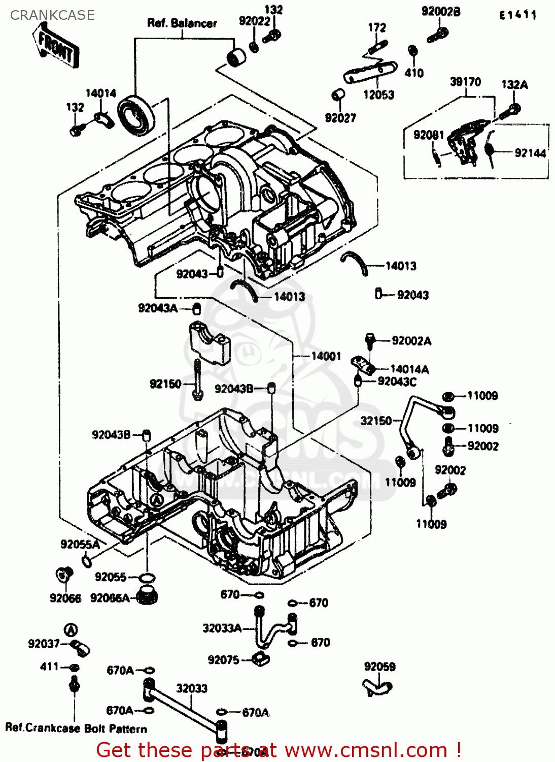 CRANKCASE ZX1000B3 1990 EUROPE UK GR NR SD