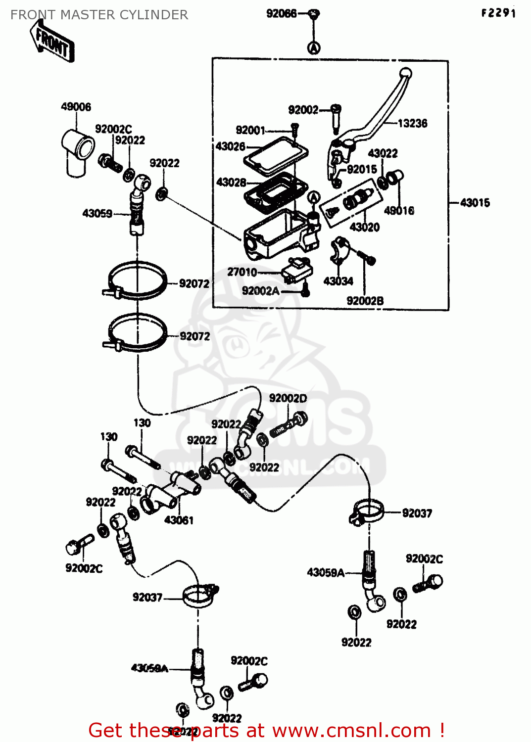 FRONT MASTER CYLINDER ZX1000B3 1990 EUROPE UK GR NR SD