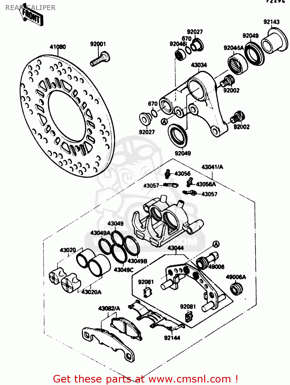 REAR CALIPER ZX1000B3 1990 EUROPE UK GR NR SD