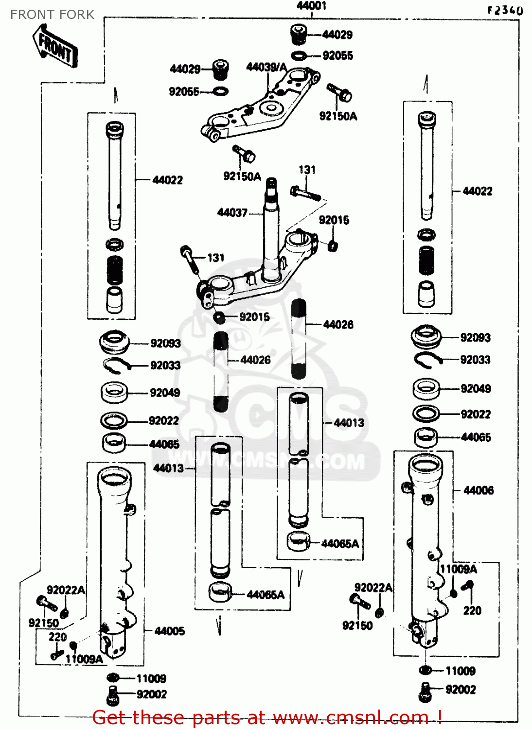 FRONT FORK ZX1000B3 1990 EUROPE UK GR NR SD