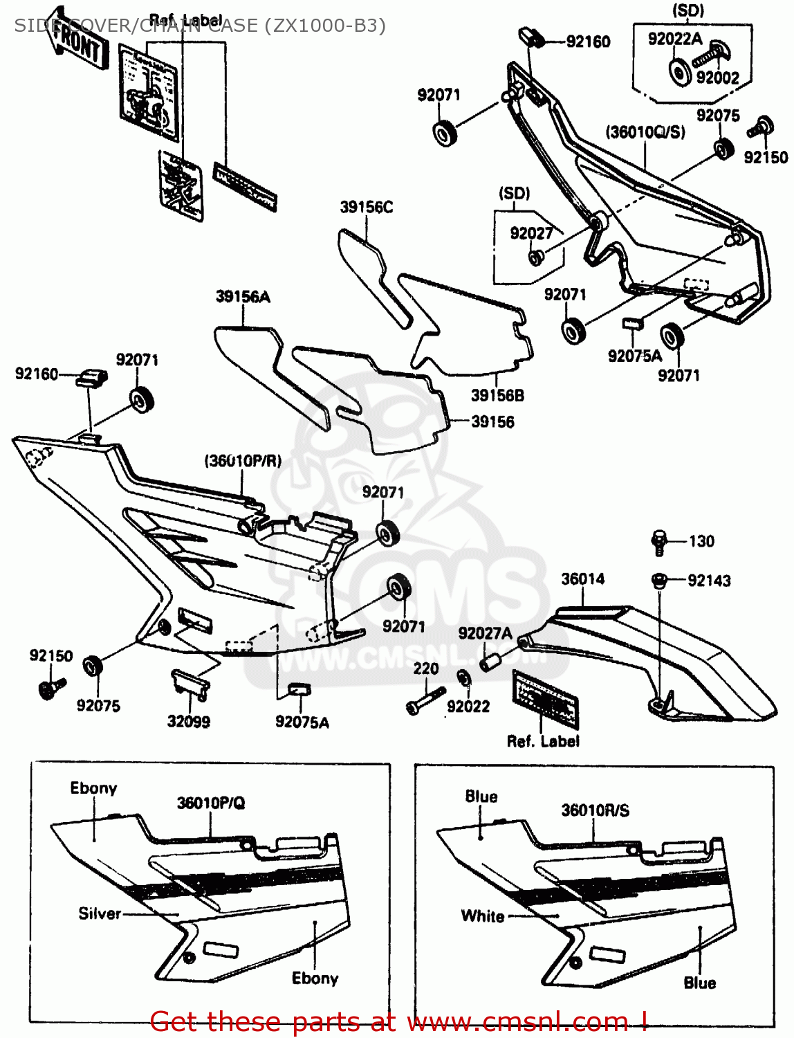 SIDE COVER/CHAIN CASE (ZX1000-B3) ZX1000B3 1990 EUROPE UK GR NR SD