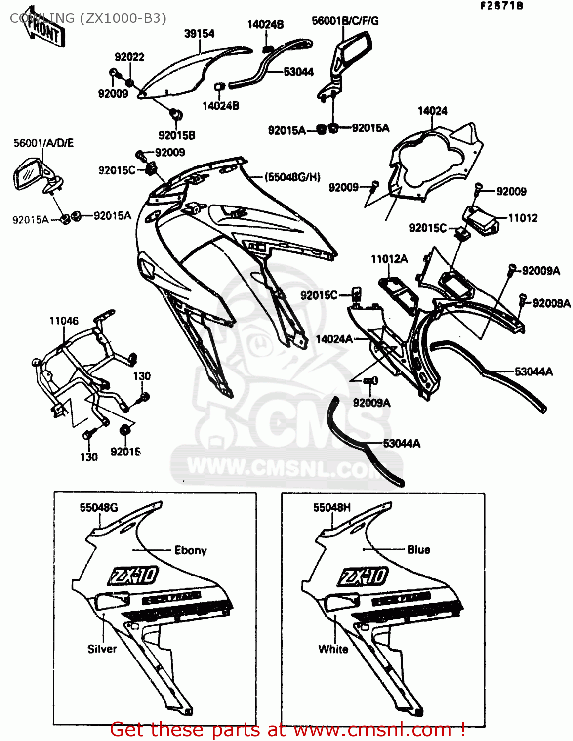 COWLING (ZX1000-B3) ZX1000B3 1990 EUROPE UK GR NR SD