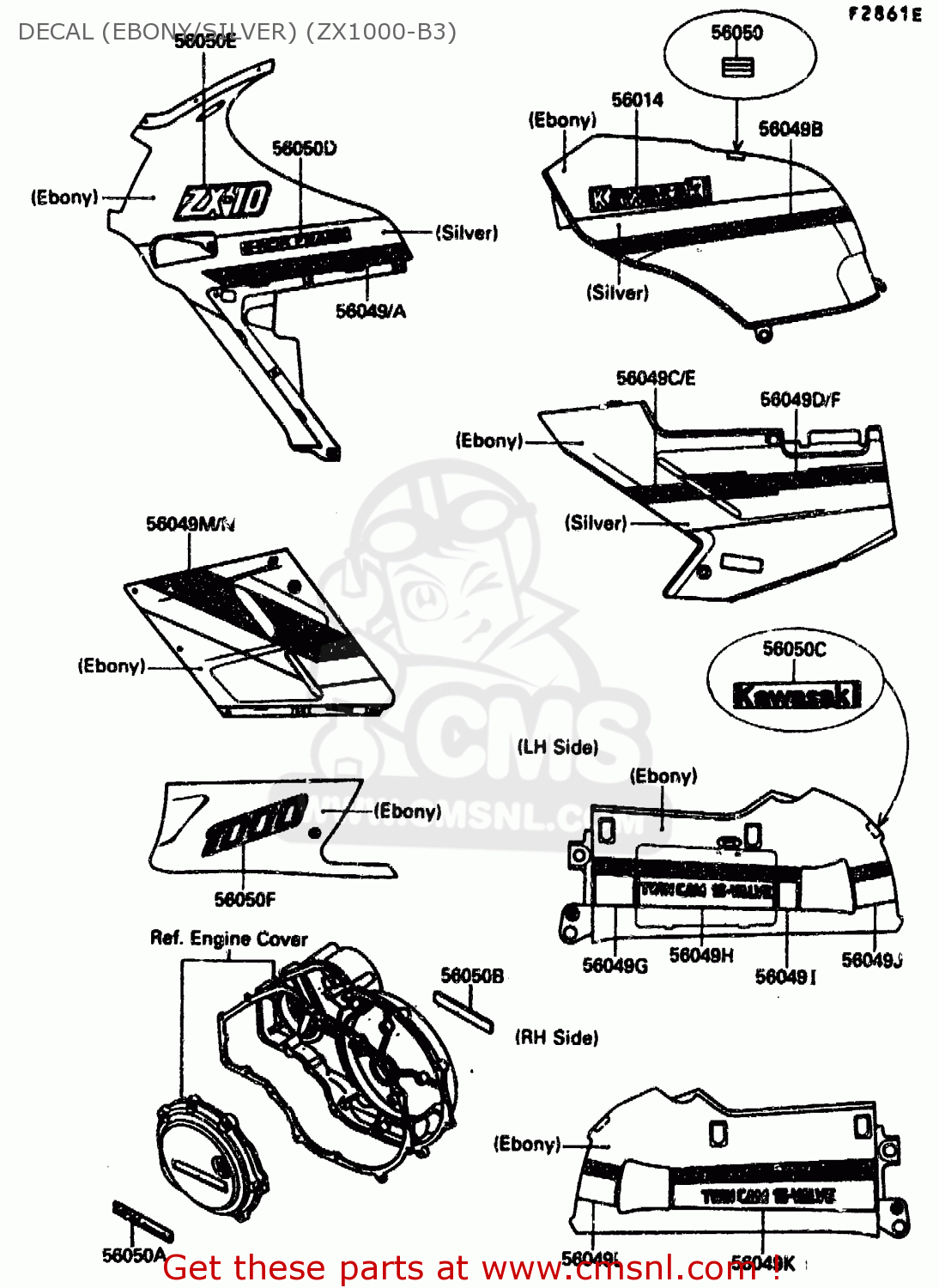 DECAL (EBONY/SILVER) (ZX1000-B3) ZX1000B3 1990 EUROPE UK GR NR SD