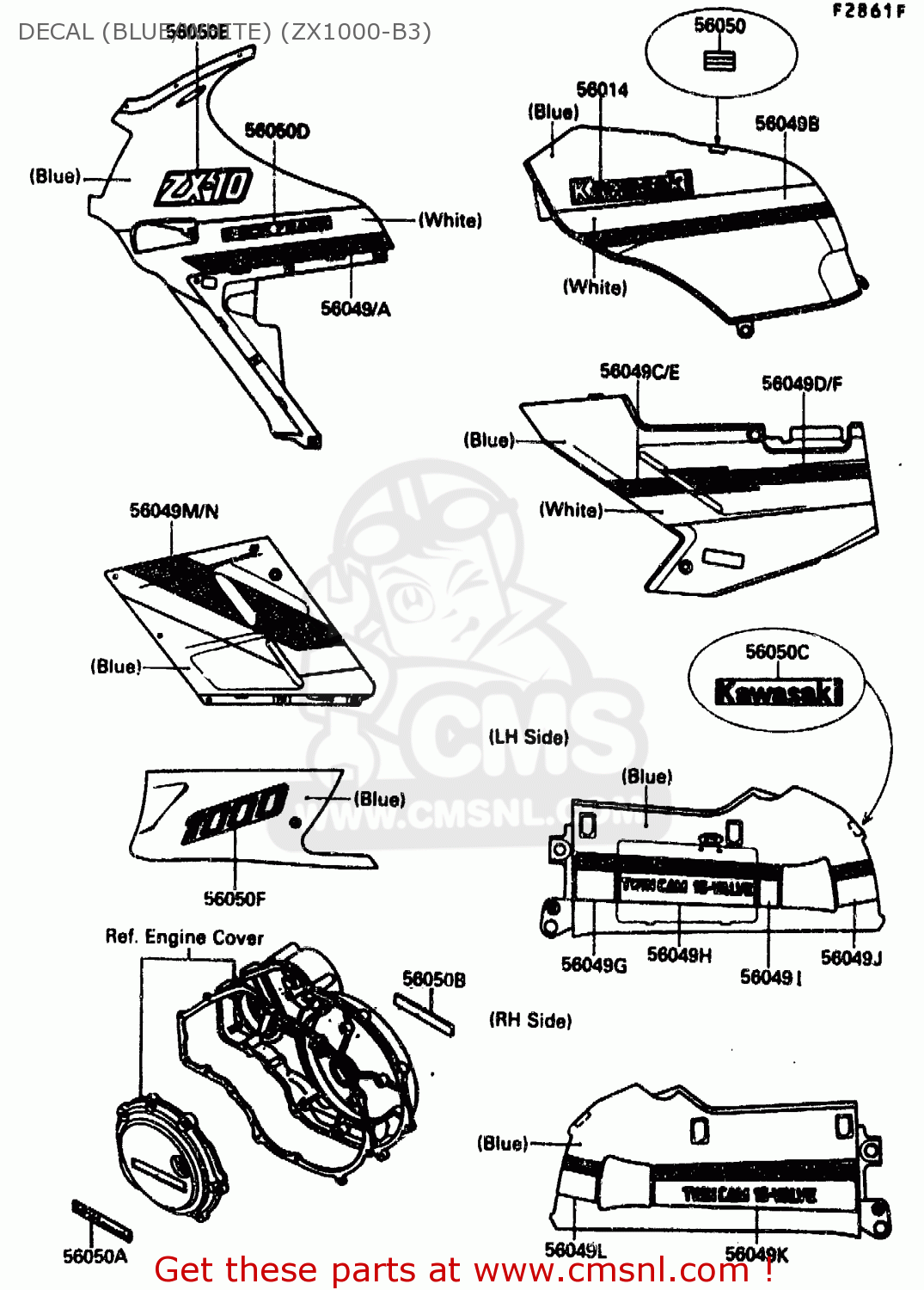 DECAL (BLUE/WHITE) (ZX1000-B3) ZX1000B3 1990 EUROPE UK GR NR SD