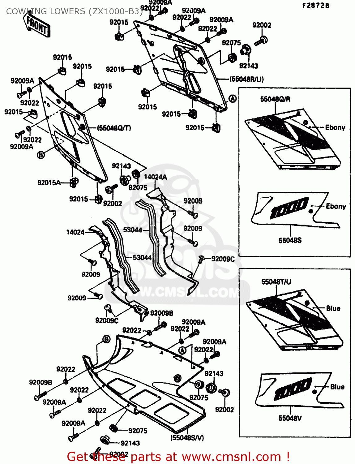 COWLING LOWERS (ZX1000-B3) ZX1000B3 1990 EUROPE UK GR NR SD