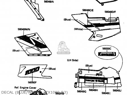 DECAL (BLUE/WHITE) (ZX1000-B3) - ZX1000B3 1990 EUROPE UK GR NR SD