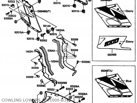 COWLING LOWERS (ZX1000-B3) - ZX1000B3 1990 EUROPE UK GR NR SD