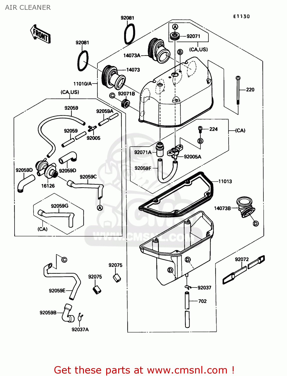 AIR CLEANER ZX1000B3 ZX10 1990 USA CALIFORNIA