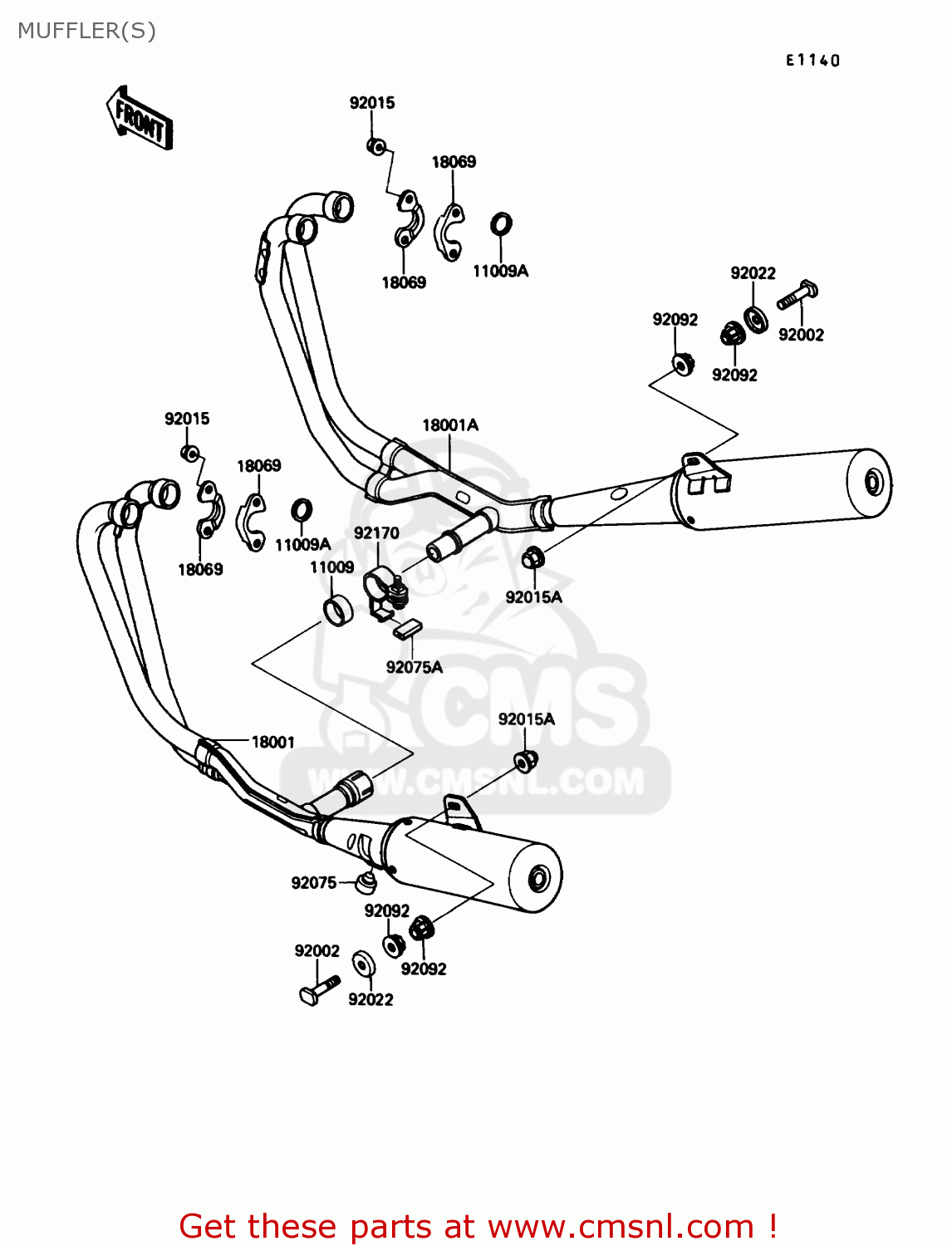 MUFFLER(S) ZX1000B3 ZX10 1990 USA CALIFORNIA