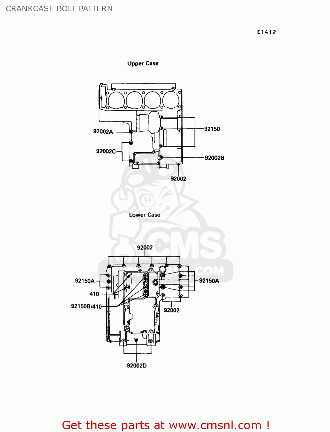 CRANKCASE BOLT PATTERN ZX1000B3 ZX10 1990 USA CALIFORNIA