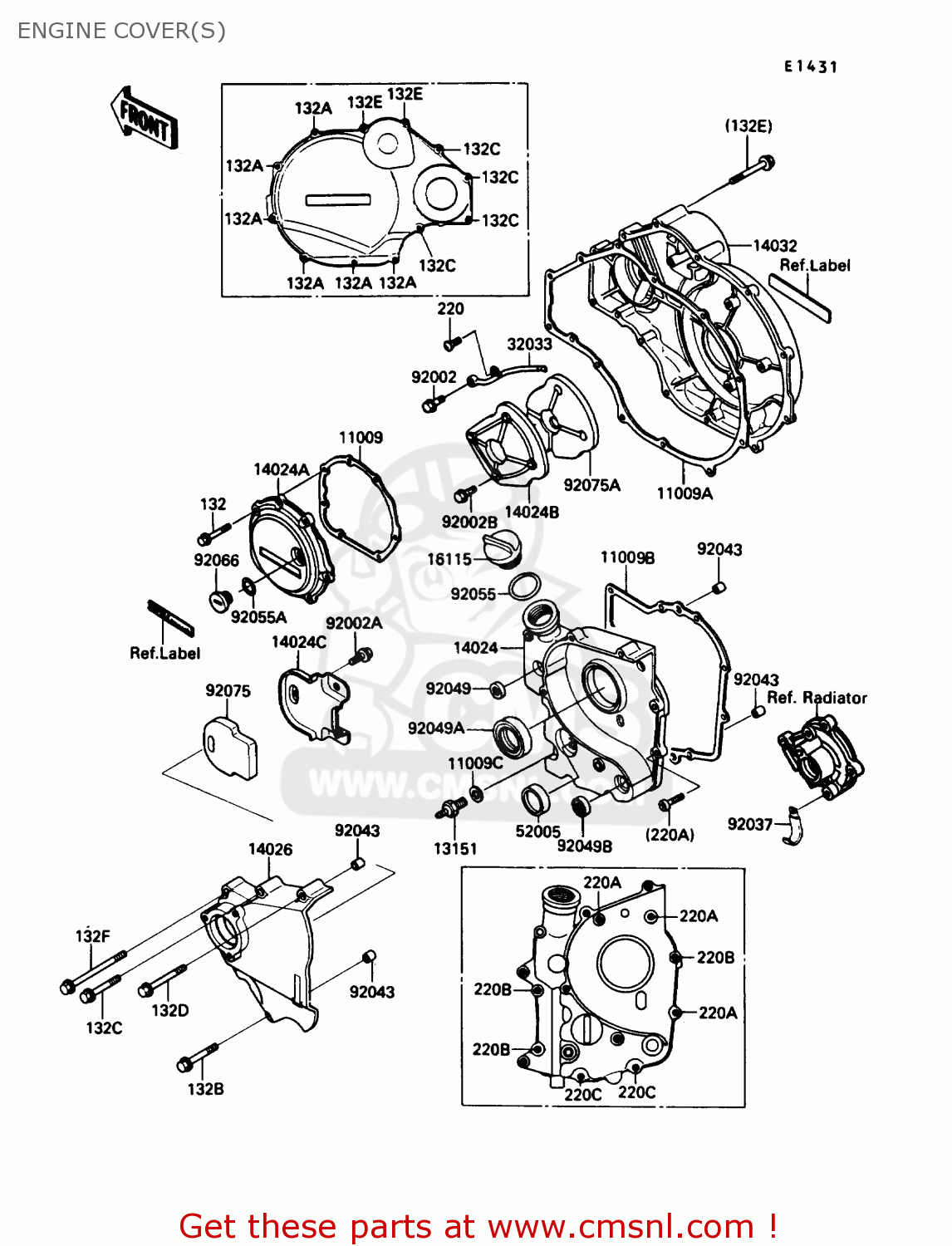 ENGINE COVER(S) ZX1000B3 ZX10 1990 USA CALIFORNIA