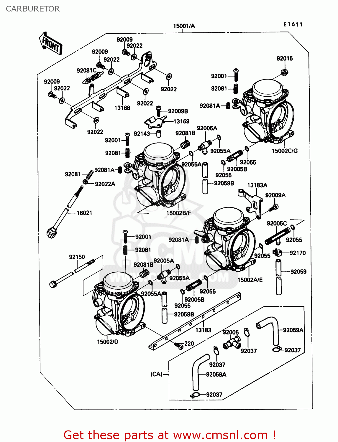 CARBURETOR ZX1000B3 ZX10 1990 USA CALIFORNIA