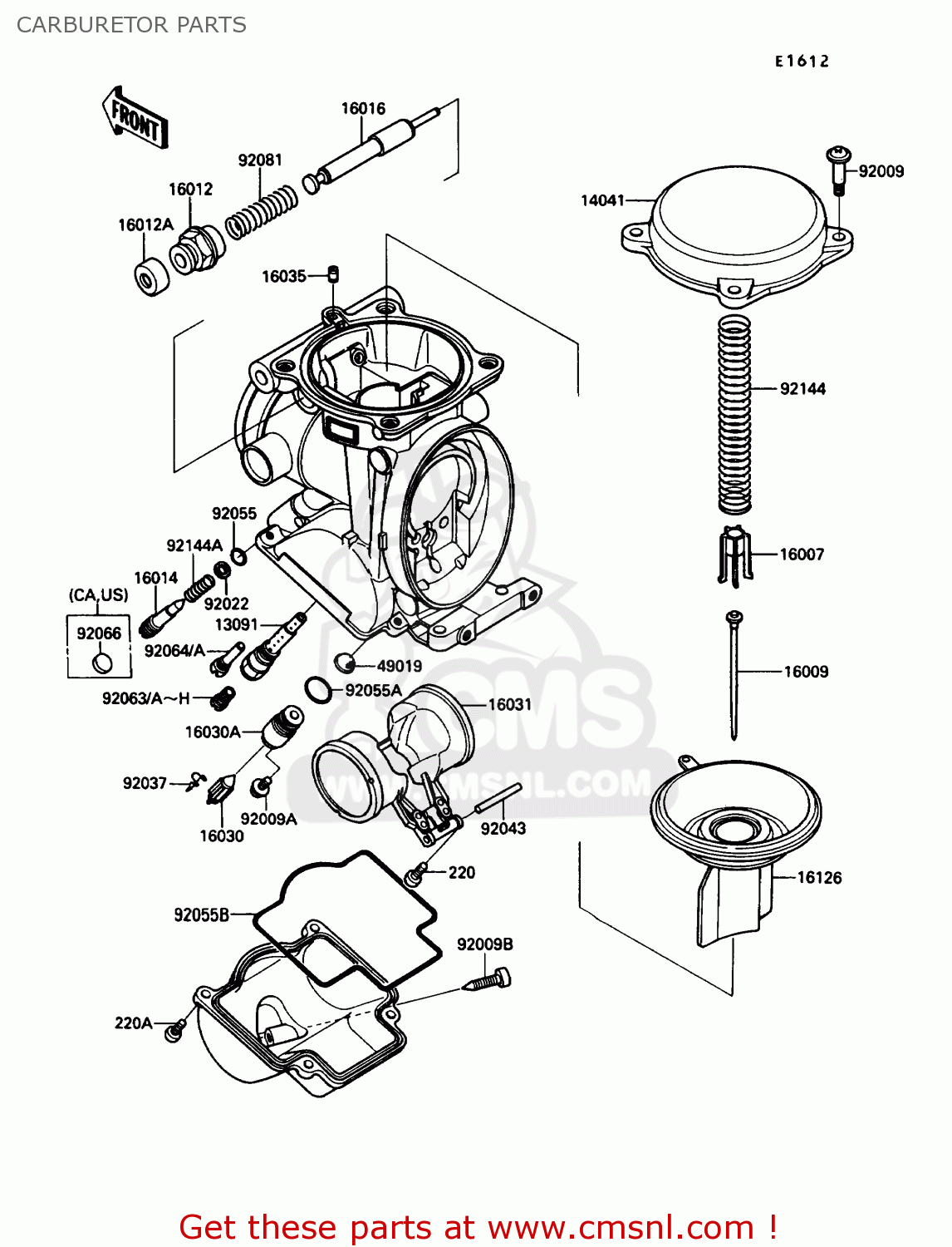 CARBURETOR PARTS ZX1000B3 ZX10 1990 USA CALIFORNIA
