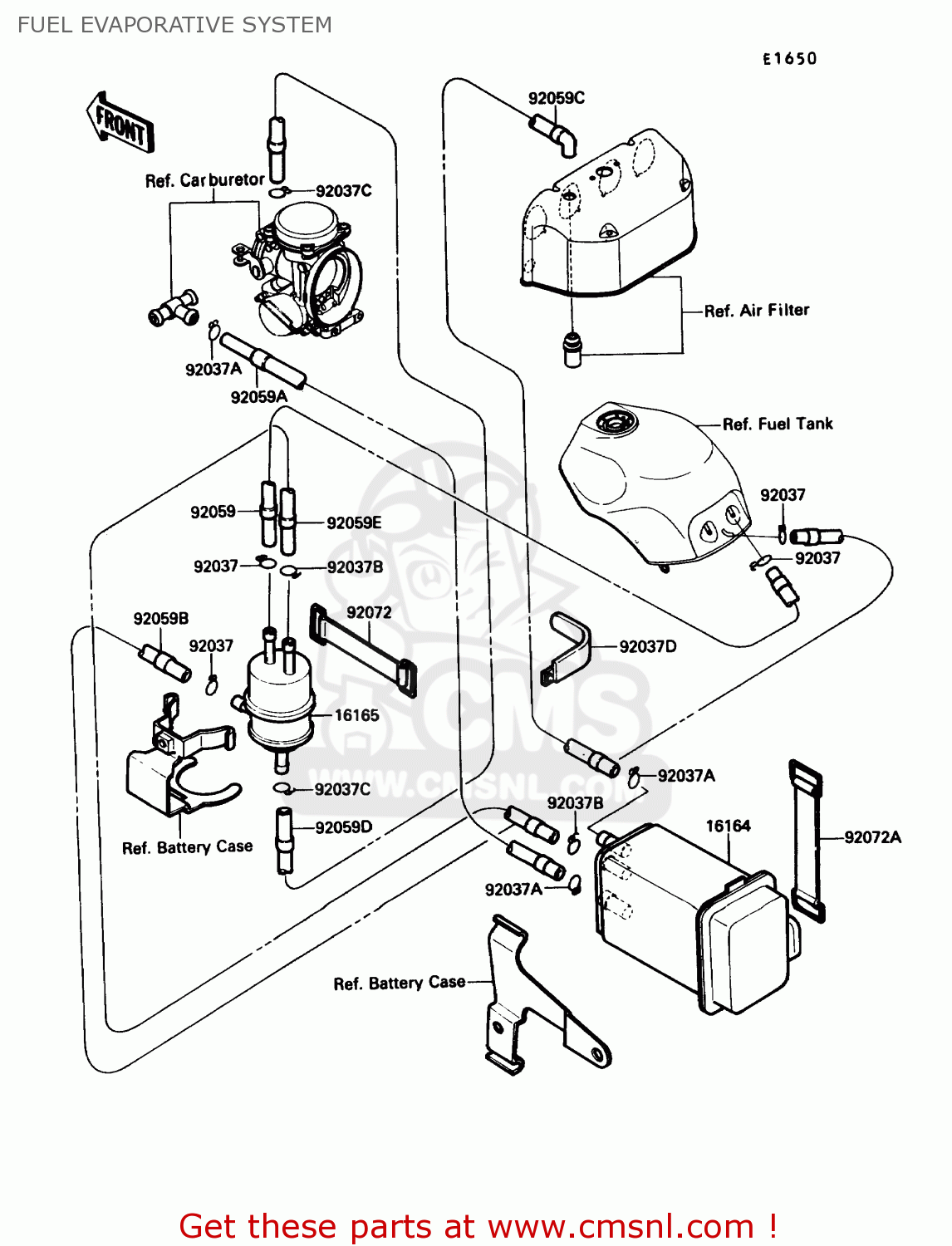 FUEL EVAPORATIVE SYSTEM ZX1000B3 ZX10 1990 USA CALIFORNIA