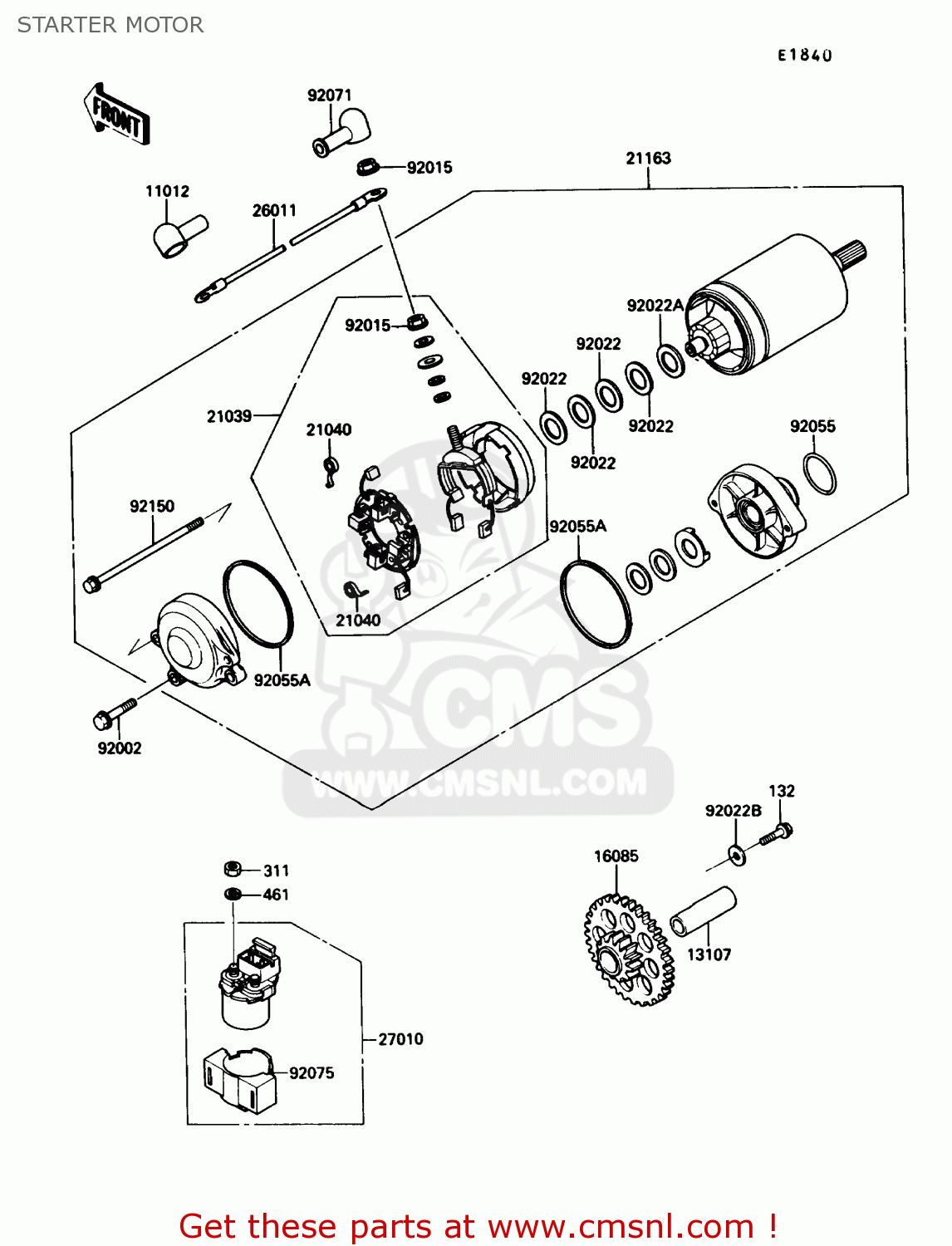 STARTER MOTOR ZX1000B3 ZX10 1990 USA CALIFORNIA