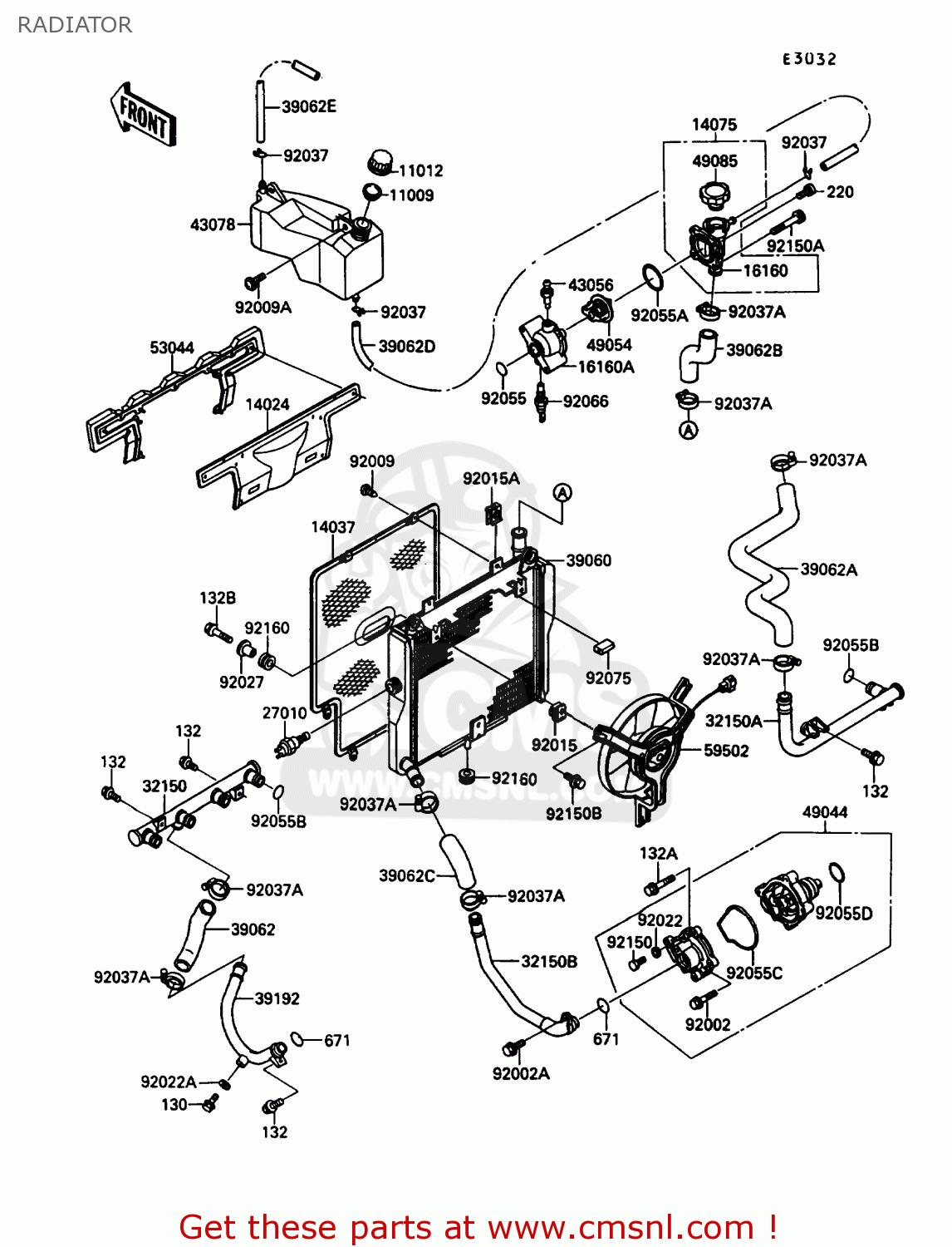 RADIATOR ZX1000B3 ZX10 1990 USA CALIFORNIA