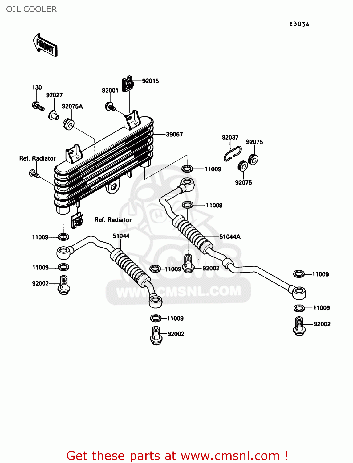 OIL COOLER ZX1000B3 ZX10 1990 USA CALIFORNIA