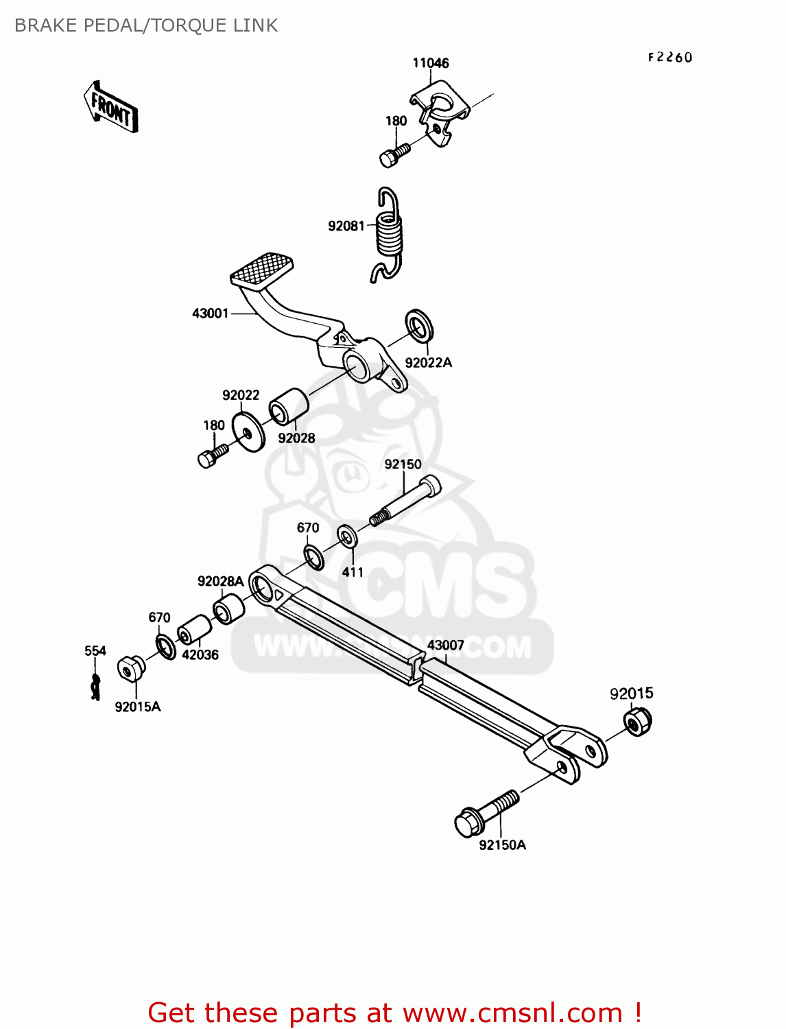 BRAKE PEDAL/TORQUE LINK ZX1000B3 ZX10 1990 USA CALIFORNIA