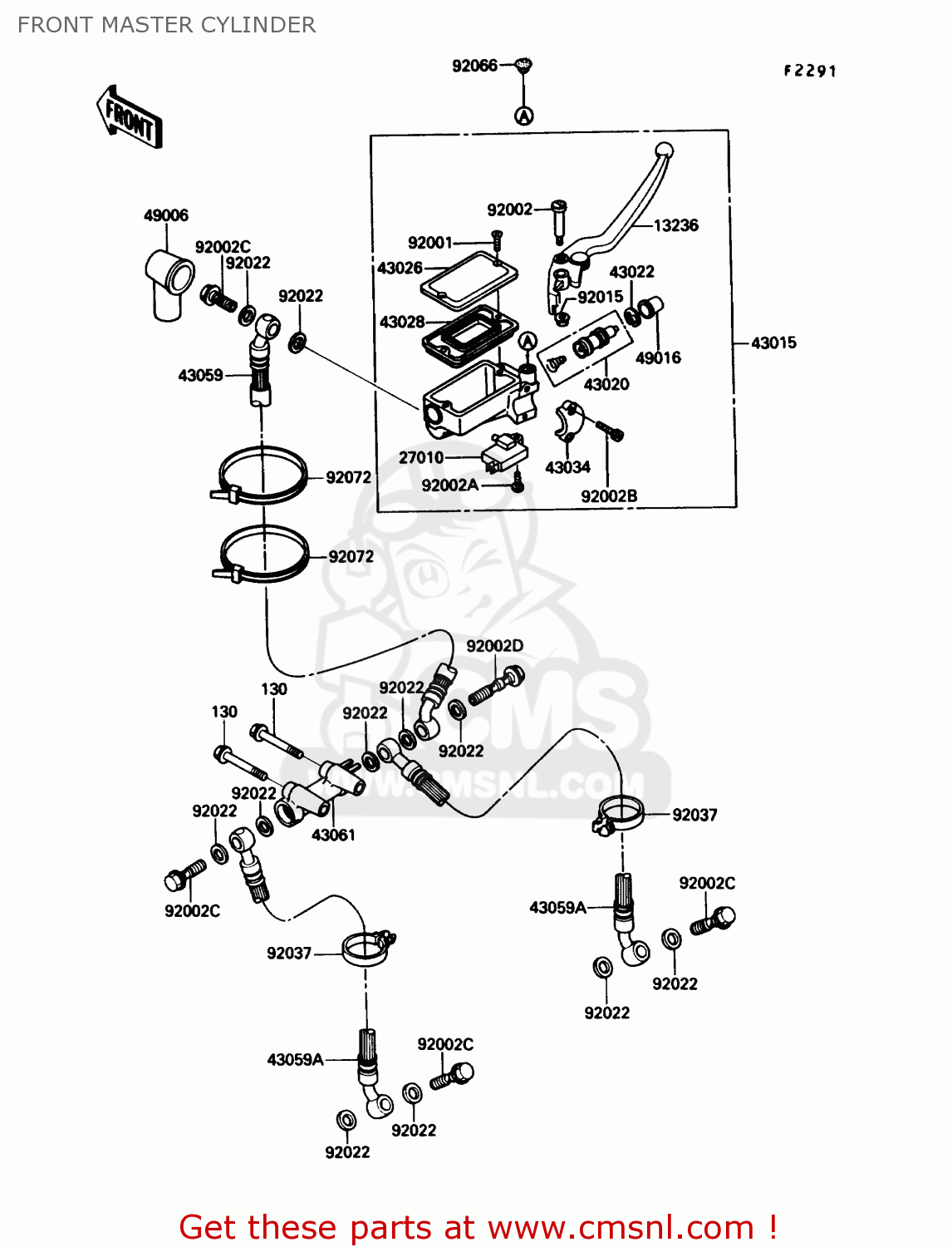 FRONT MASTER CYLINDER ZX1000B3 ZX10 1990 USA CALIFORNIA