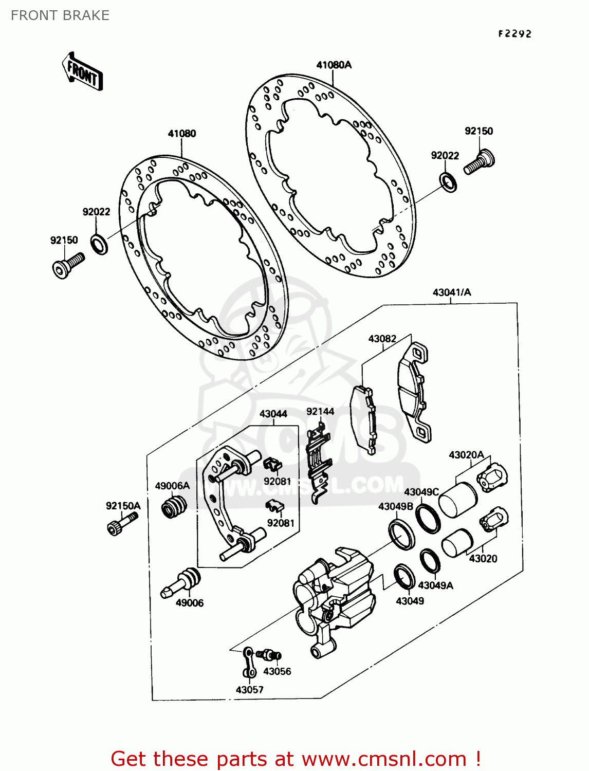 FRONT BRAKE ZX1000B3 ZX10 1990 USA CALIFORNIA