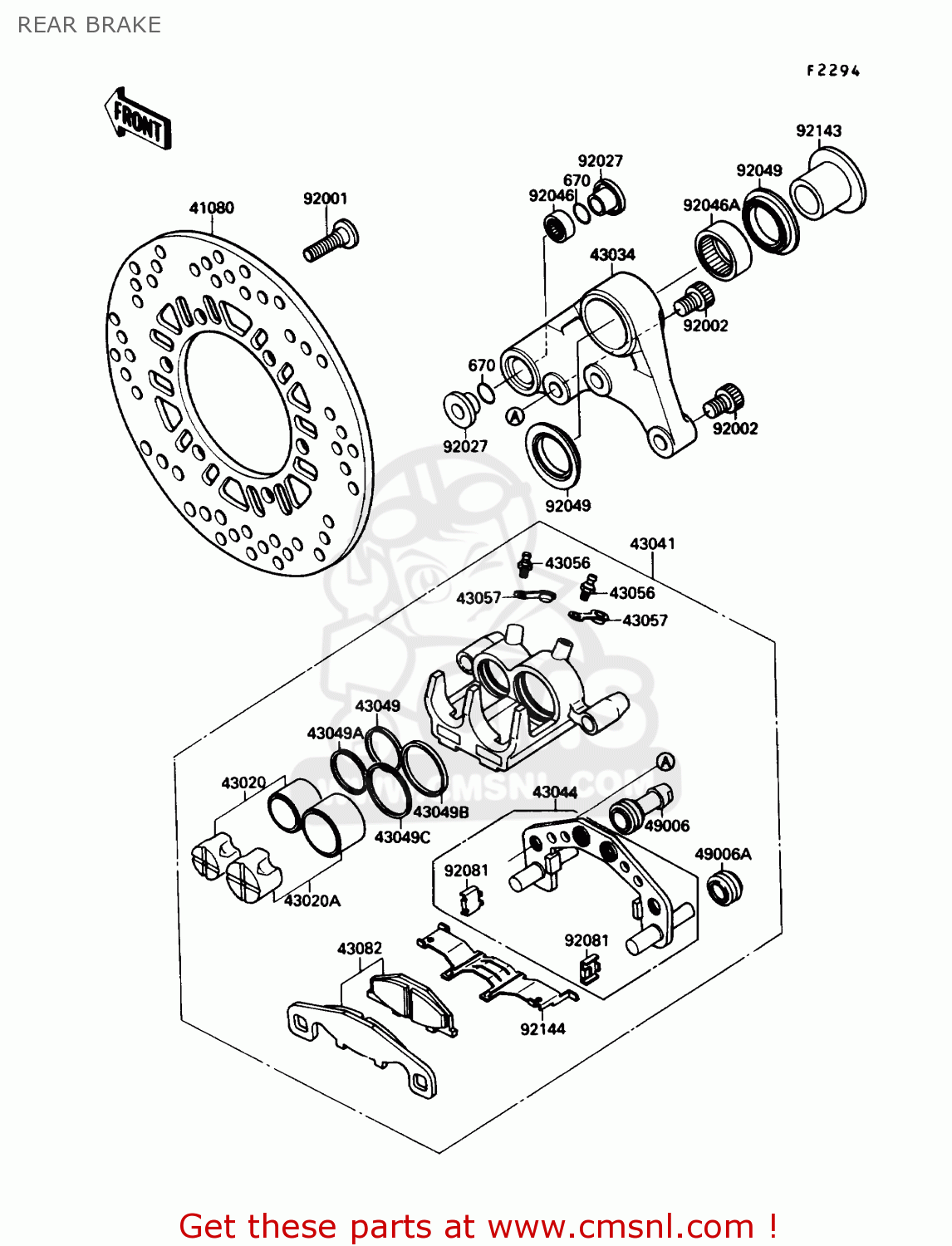REAR BRAKE ZX1000B3 ZX10 1990 USA CALIFORNIA