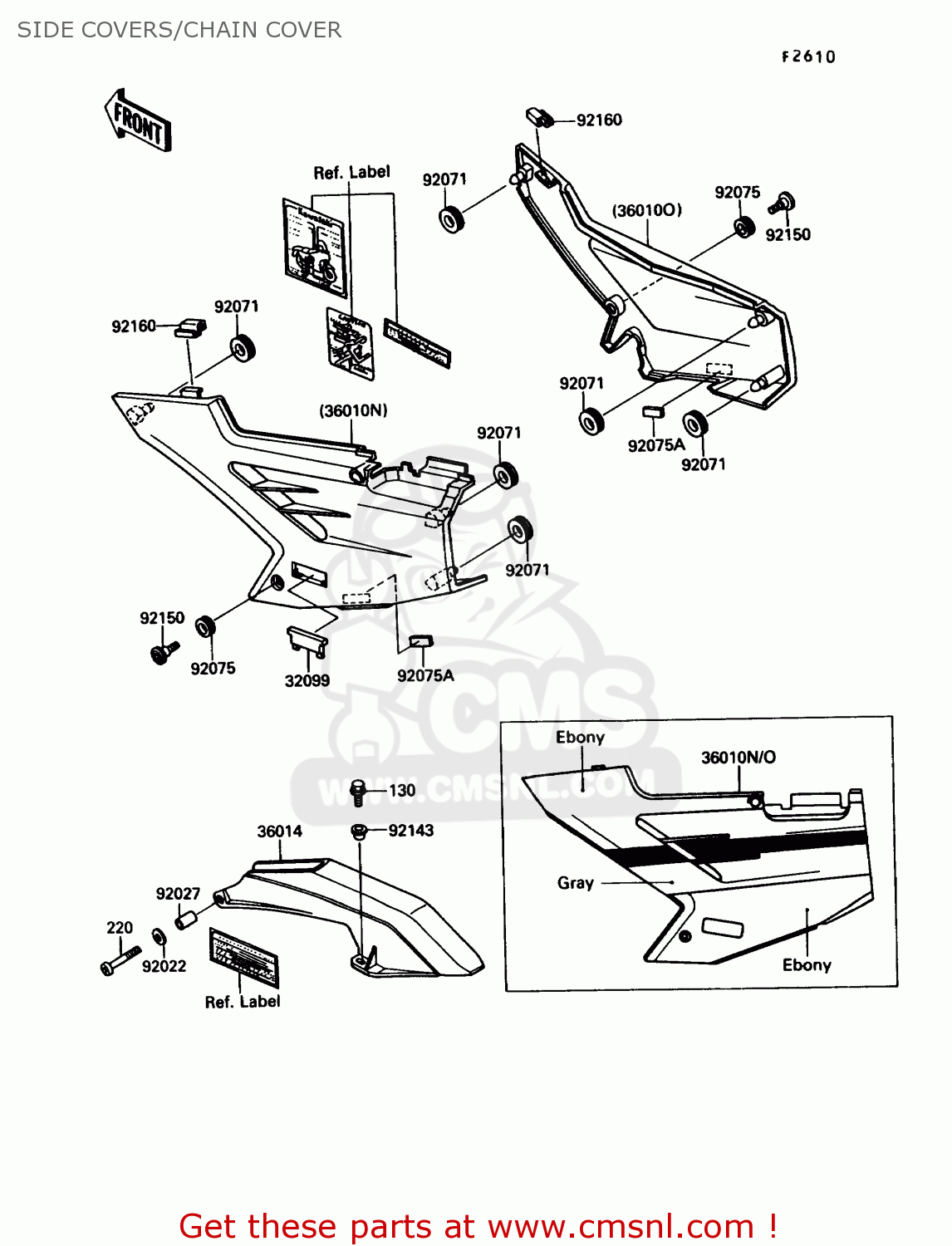 SIDE COVERS/CHAIN COVER ZX1000B3 ZX10 1990 USA CALIFORNIA