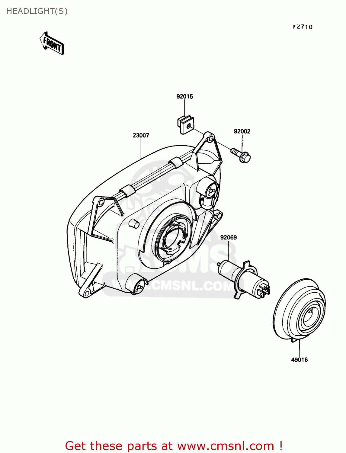HEADLIGHT(S) ZX1000B3 ZX10 1990 USA CALIFORNIA