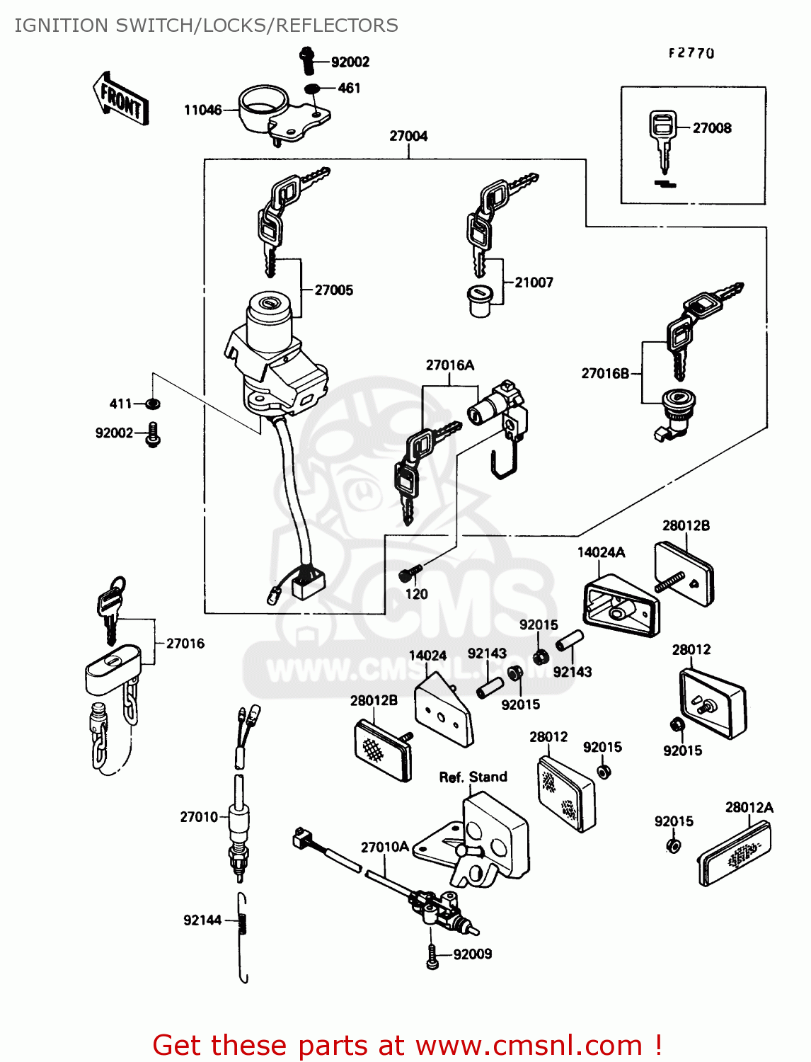 IGNITION SWITCH/LOCKS/REFLECTORS ZX1000B3 ZX10 1990 USA CALIFORNIA