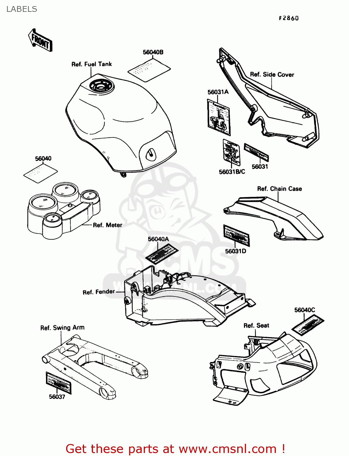 LABELS ZX1000B3 ZX10 1990 USA CALIFORNIA