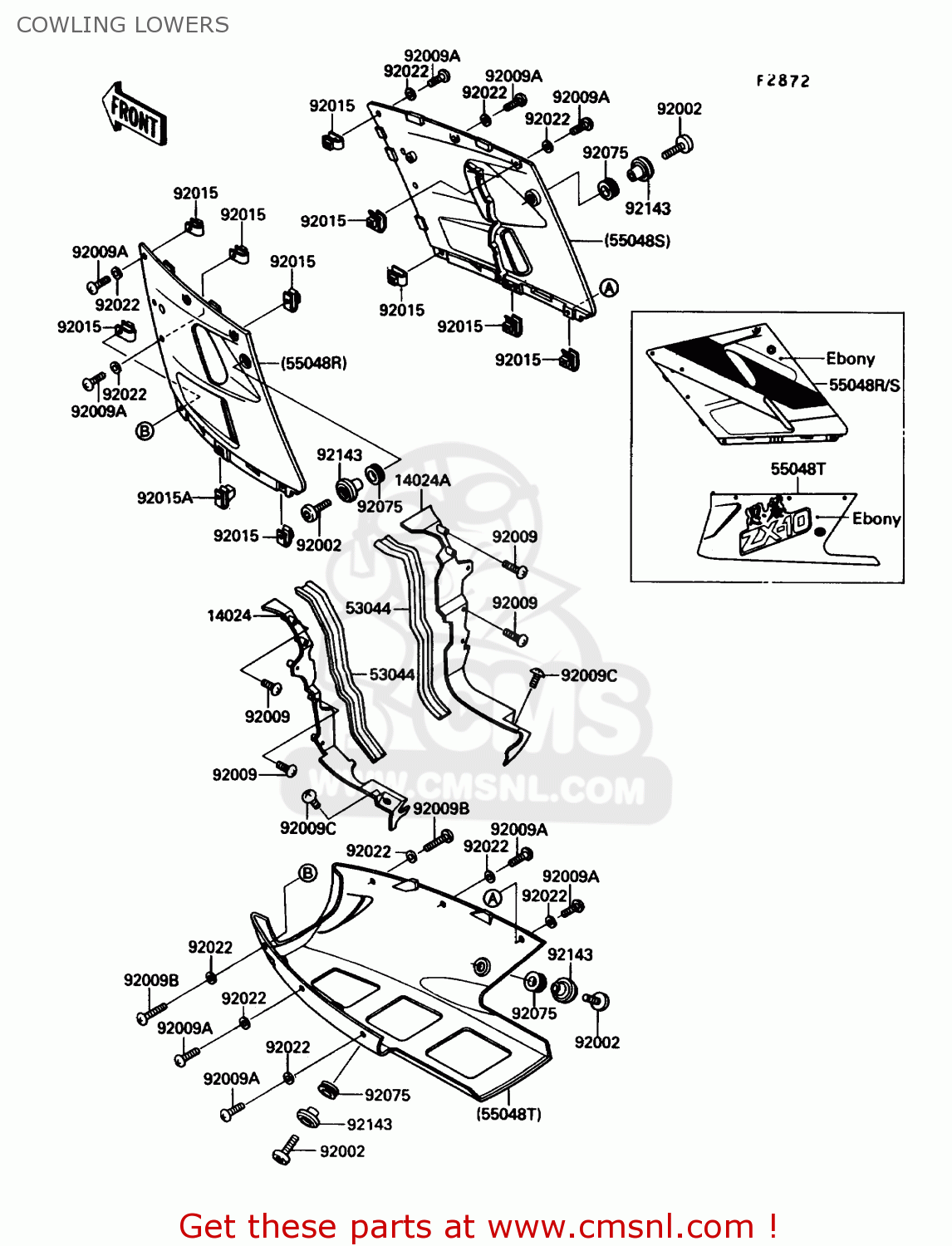 COWLING LOWERS ZX1000B3 ZX10 1990 USA CALIFORNIA