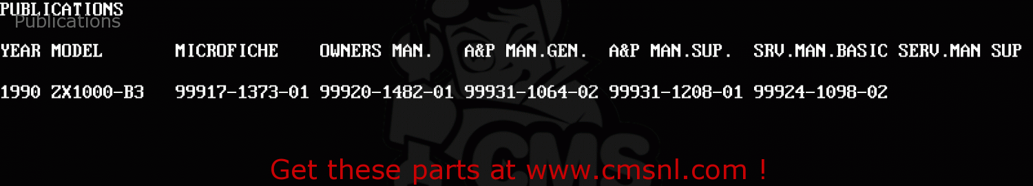 Publications ZX1000B3 ZX10 1990 USA CALIFORNIA