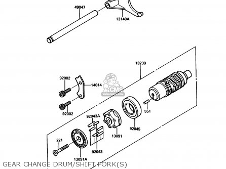 GEAR CHANGE DRUM/SHIFT FORK(S) - ZX1000B3 ZX10 1990 USA CALIFORNIA