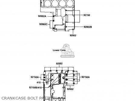 CRANKCASE BOLT PATTERN - ZX1000B3 ZX10 1990 USA CALIFORNIA