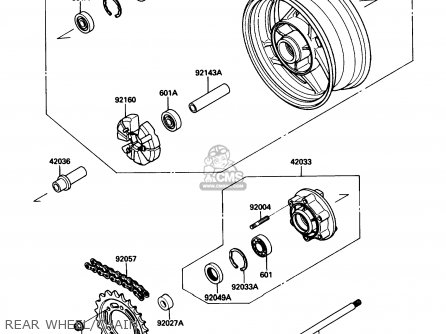 REAR WHEEL/CHAIN - ZX1000B3 ZX10 1990 USA CALIFORNIA