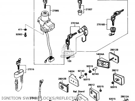 IGNITION SWITCH/LOCKS/REFLECTORS - ZX1000B3 ZX10 1990 USA CALIFORNIA
