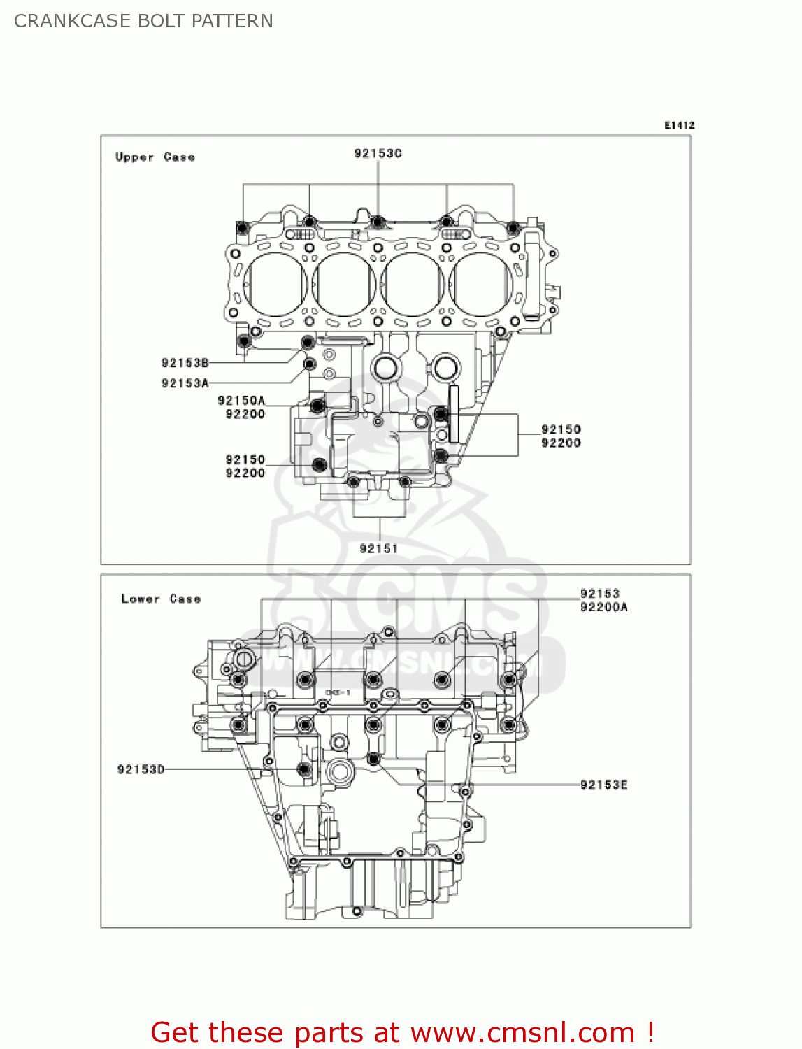 CRANKCASE BOLT PATTERN ZX1000C1 NINJA ZX10R 2004 USA CALIFORNIA CANADA
