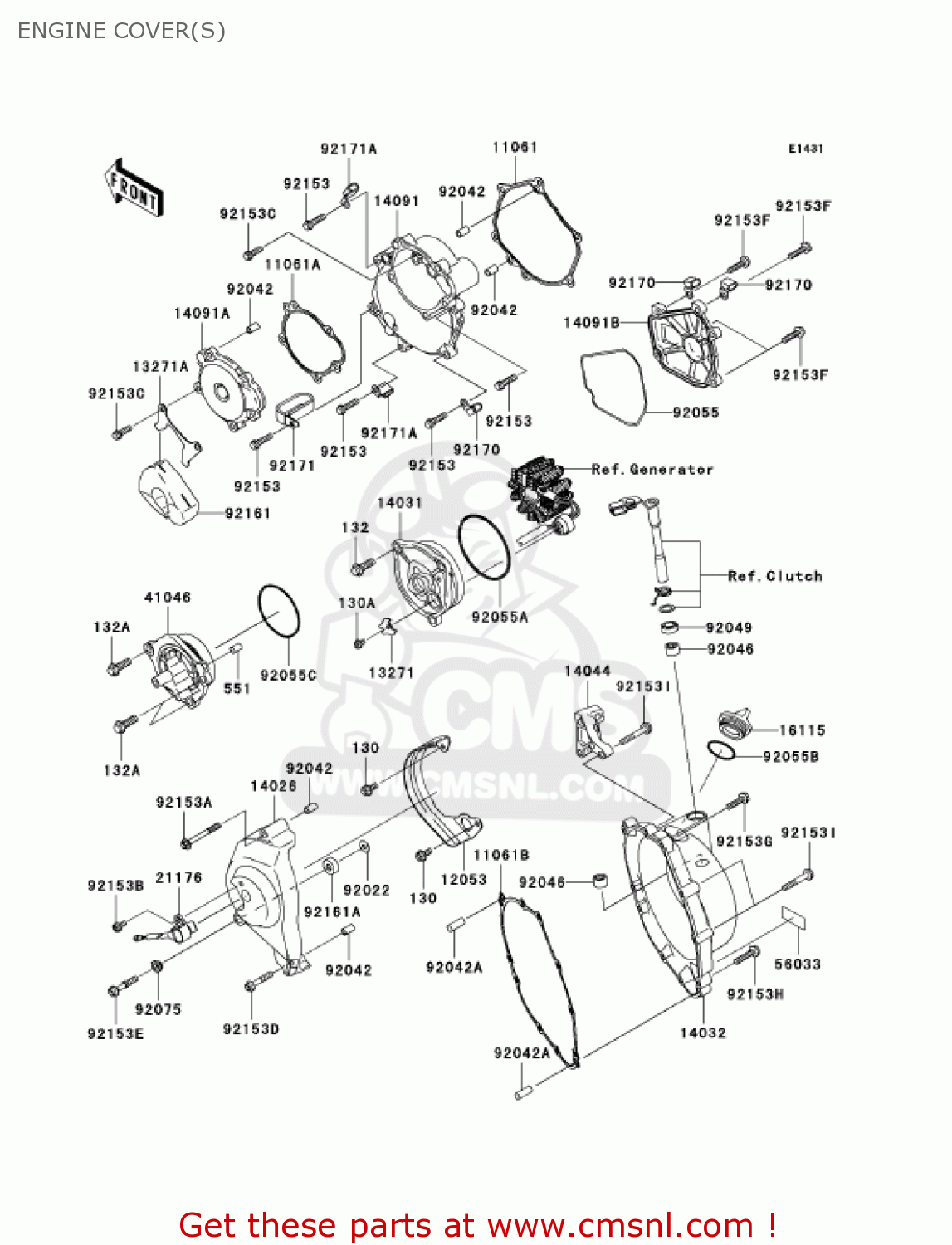 ENGINE COVER(S) ZX1000C1 NINJA ZX10R 2004 USA CALIFORNIA CANADA