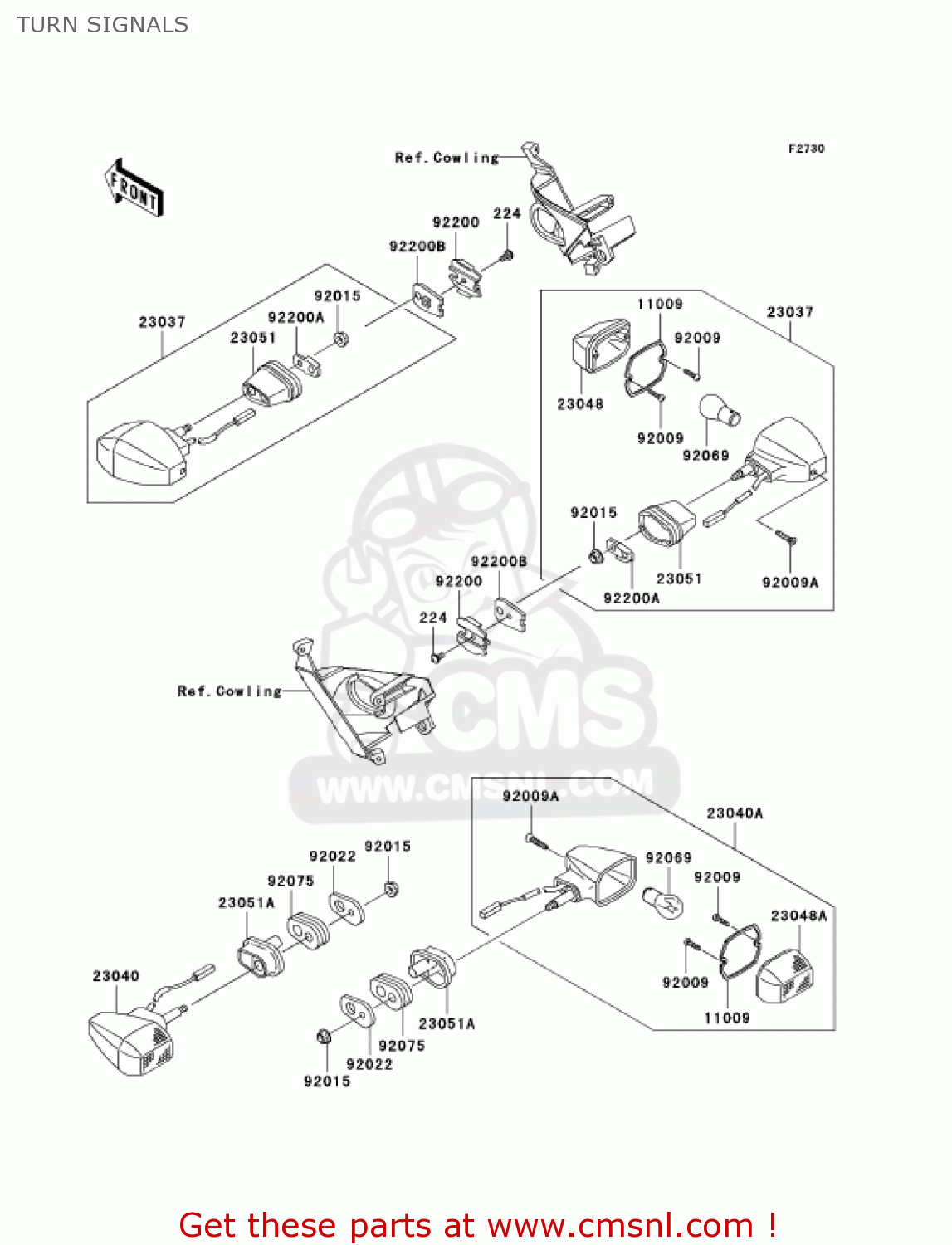 TURN SIGNALS ZX1000C1 NINJA ZX10R 2004 USA CALIFORNIA CANADA