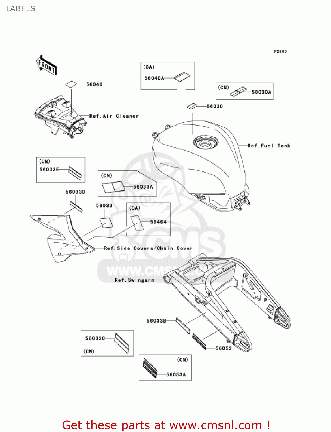 LABELS ZX1000C1 NINJA ZX10R 2004 USA CALIFORNIA CANADA