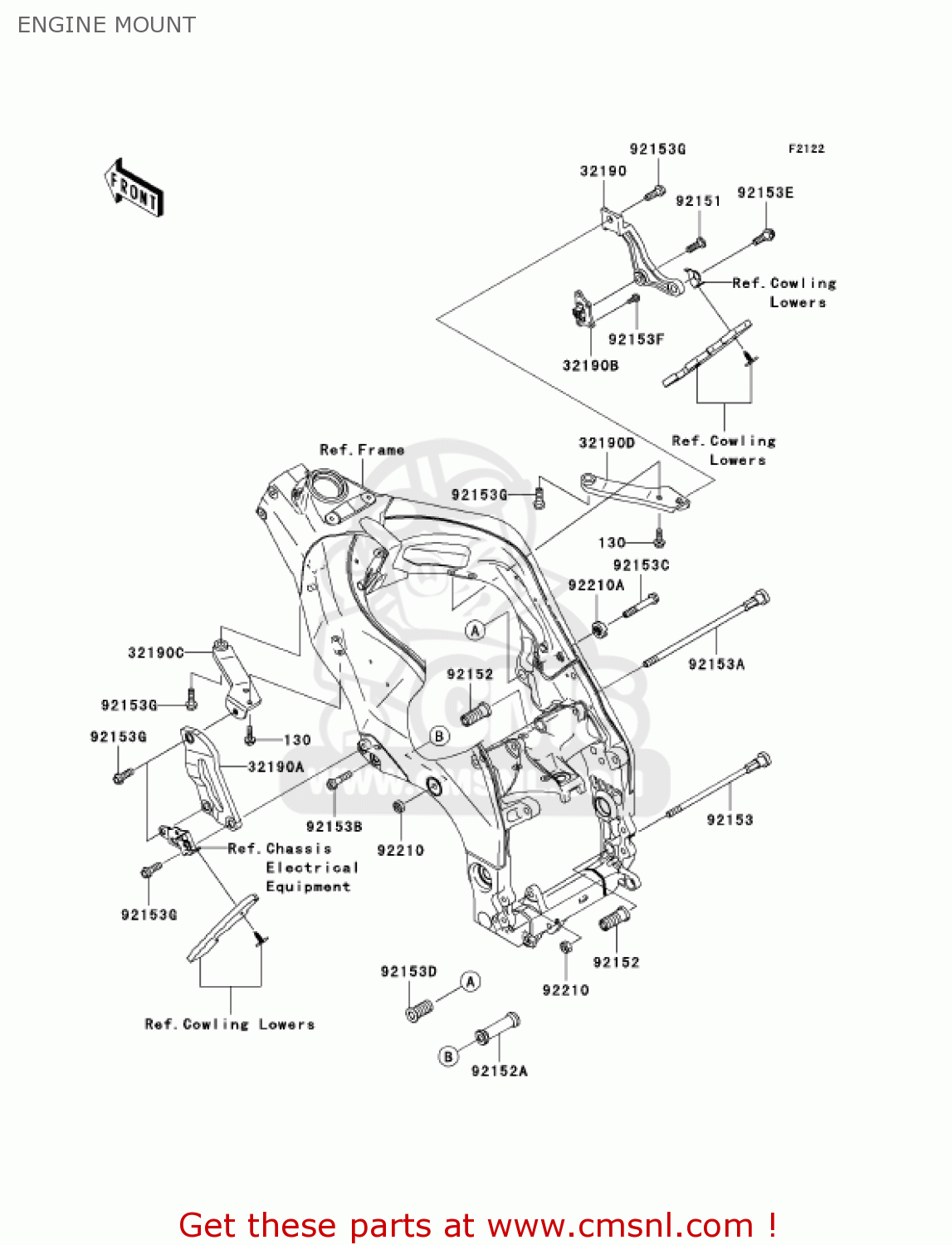 ENGINE MOUNT ZX1000C1 NINJA ZX10R 2004 USA CALIFORNIA CANADA