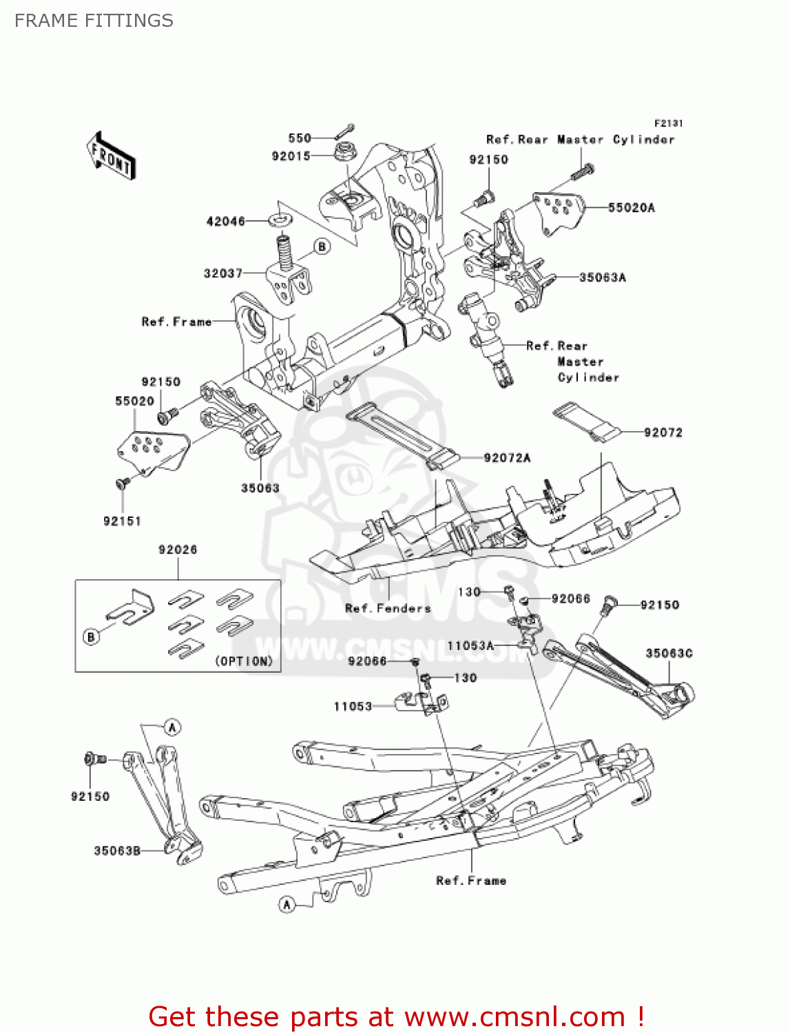 FRAME FITTINGS ZX1000C1 NINJA ZX10R 2004 USA CALIFORNIA CANADA