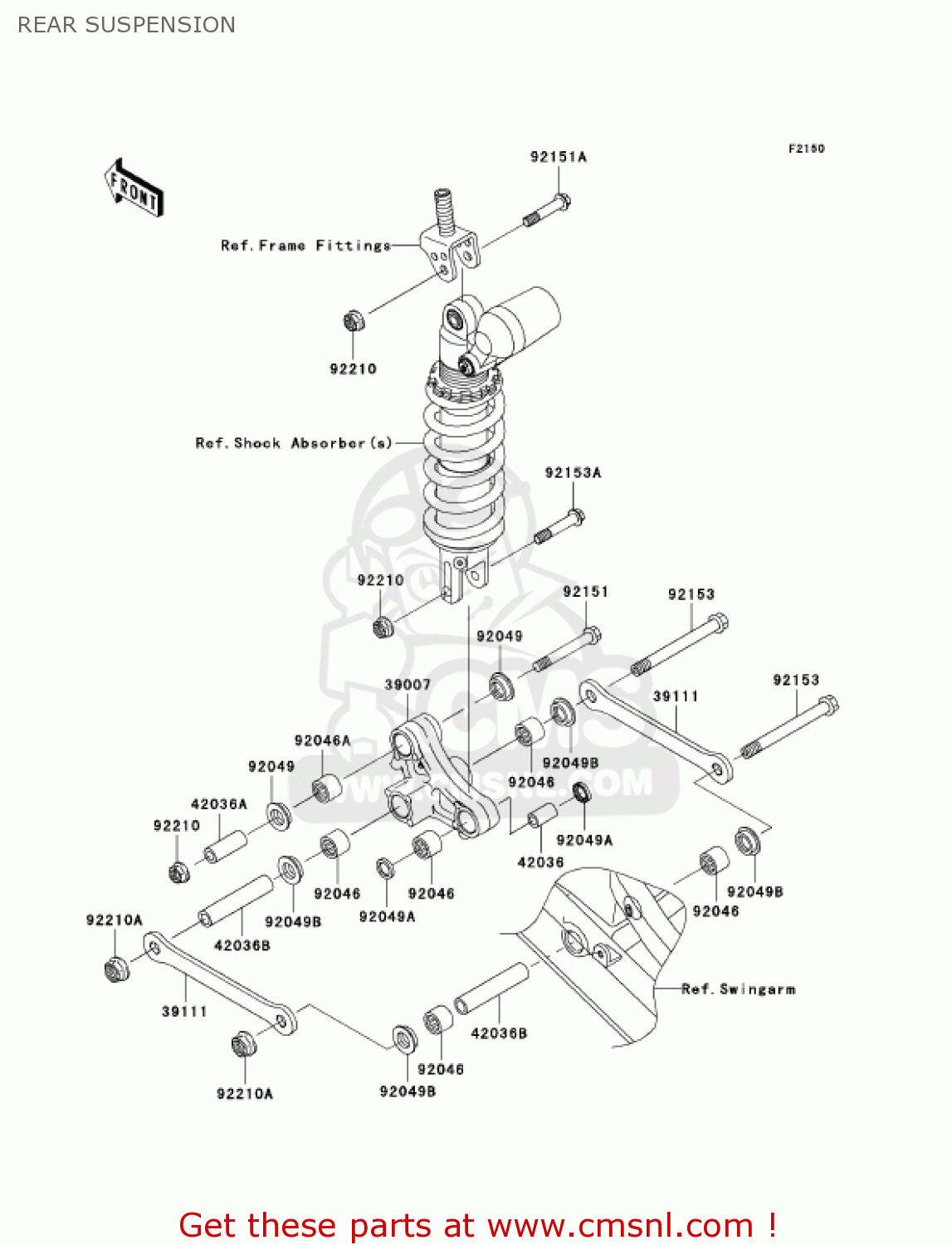 REAR SUSPENSION ZX1000C1 NINJA ZX10R 2004 USA CALIFORNIA CANADA