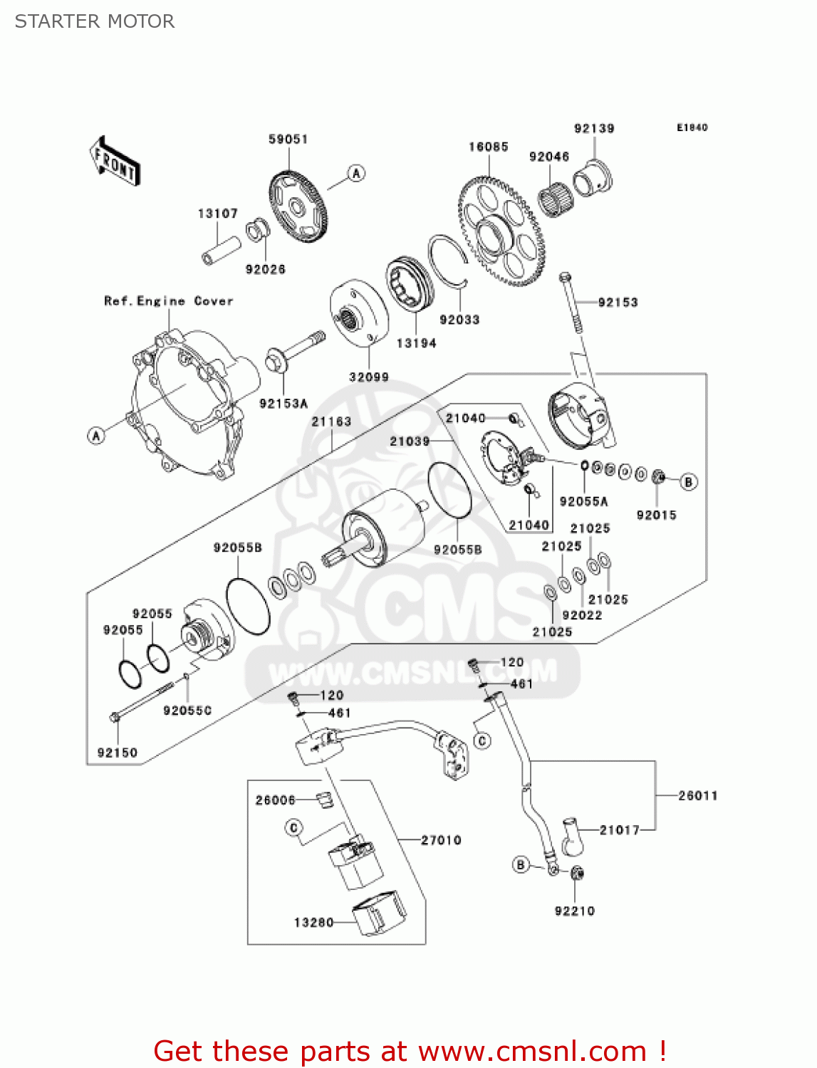 STARTER MOTOR ZX1000C1 NINJA ZX10R 2004 USA CALIFORNIA CANADA