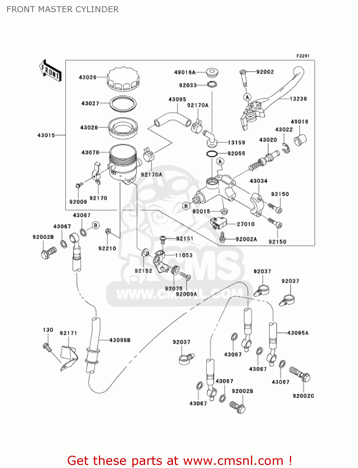 FRONT MASTER CYLINDER ZX1000C1 NINJA ZX10R 2004 USA CALIFORNIA CANADA