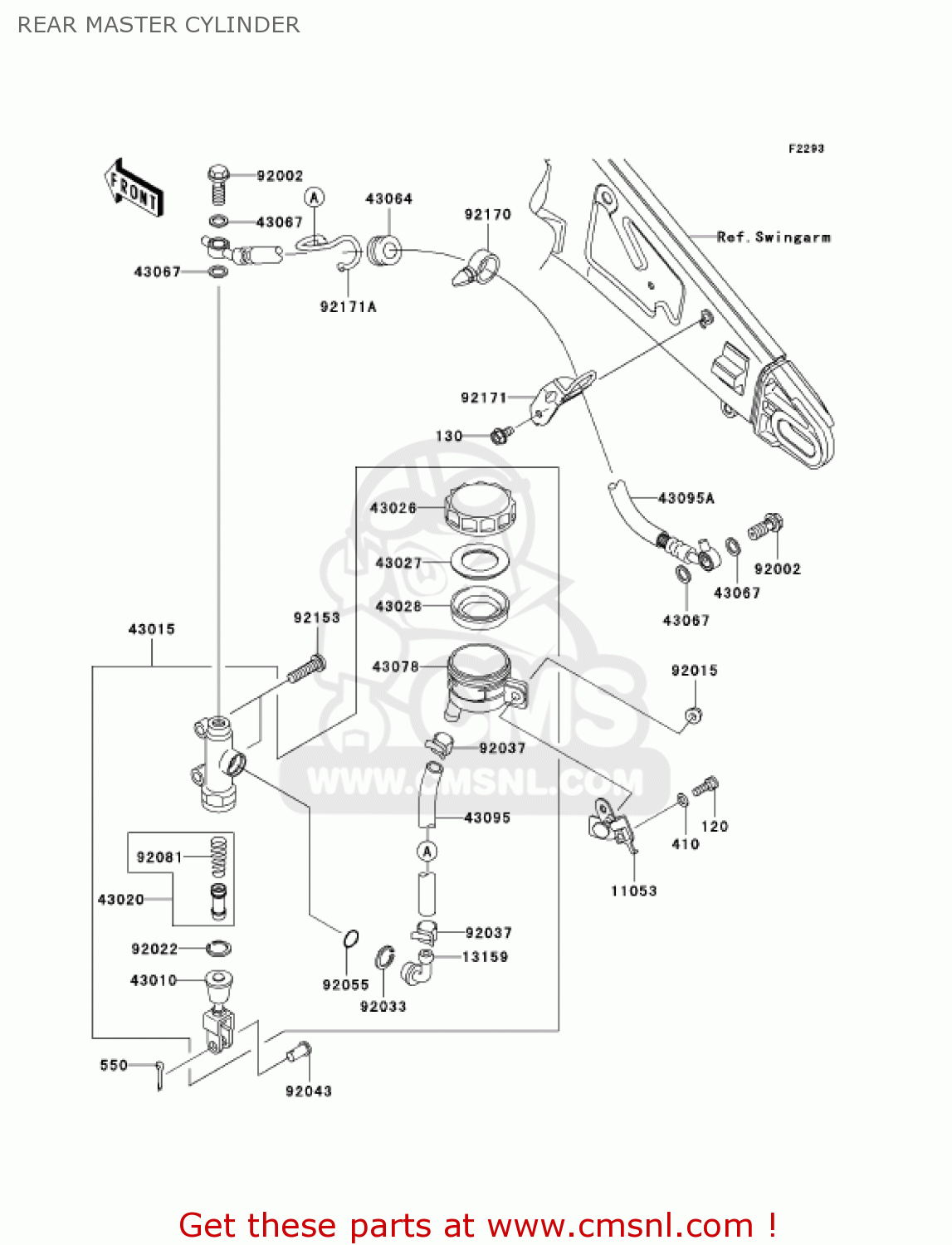 REAR MASTER CYLINDER ZX1000C1 NINJA ZX10R 2004 USA CALIFORNIA CANADA
