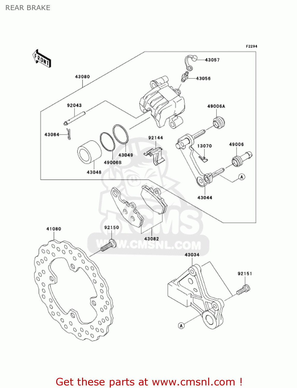 REAR BRAKE ZX1000C1 NINJA ZX10R 2004 USA CALIFORNIA CANADA